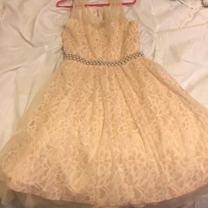 Rare Edition Girls Pale Pink Lace Dress Size 12